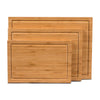 The Slice Bright Bamboo Cutting Boards - Set of 3 from Chef's Vision are eco-friendly and come in three different sizes, each featuring engraved text in the corner.