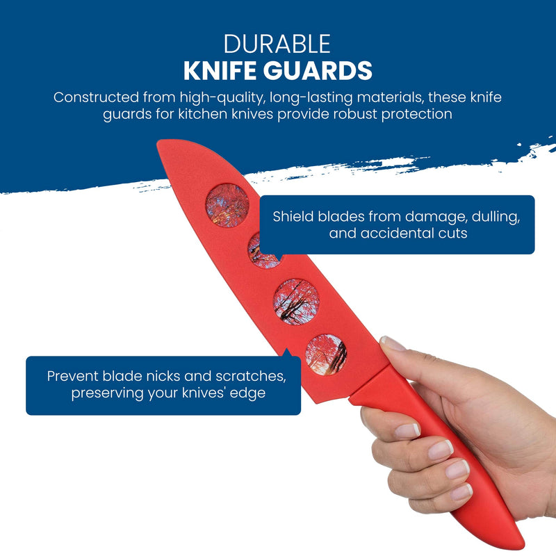 A hand holds a Chef's Vision BladeKeepers Blade Cover, specifically designed for the Landscape Series Knife Set, offering exceptional protection. It ensures durability while shielding kitchen knives from damage, nicks, and scratches.