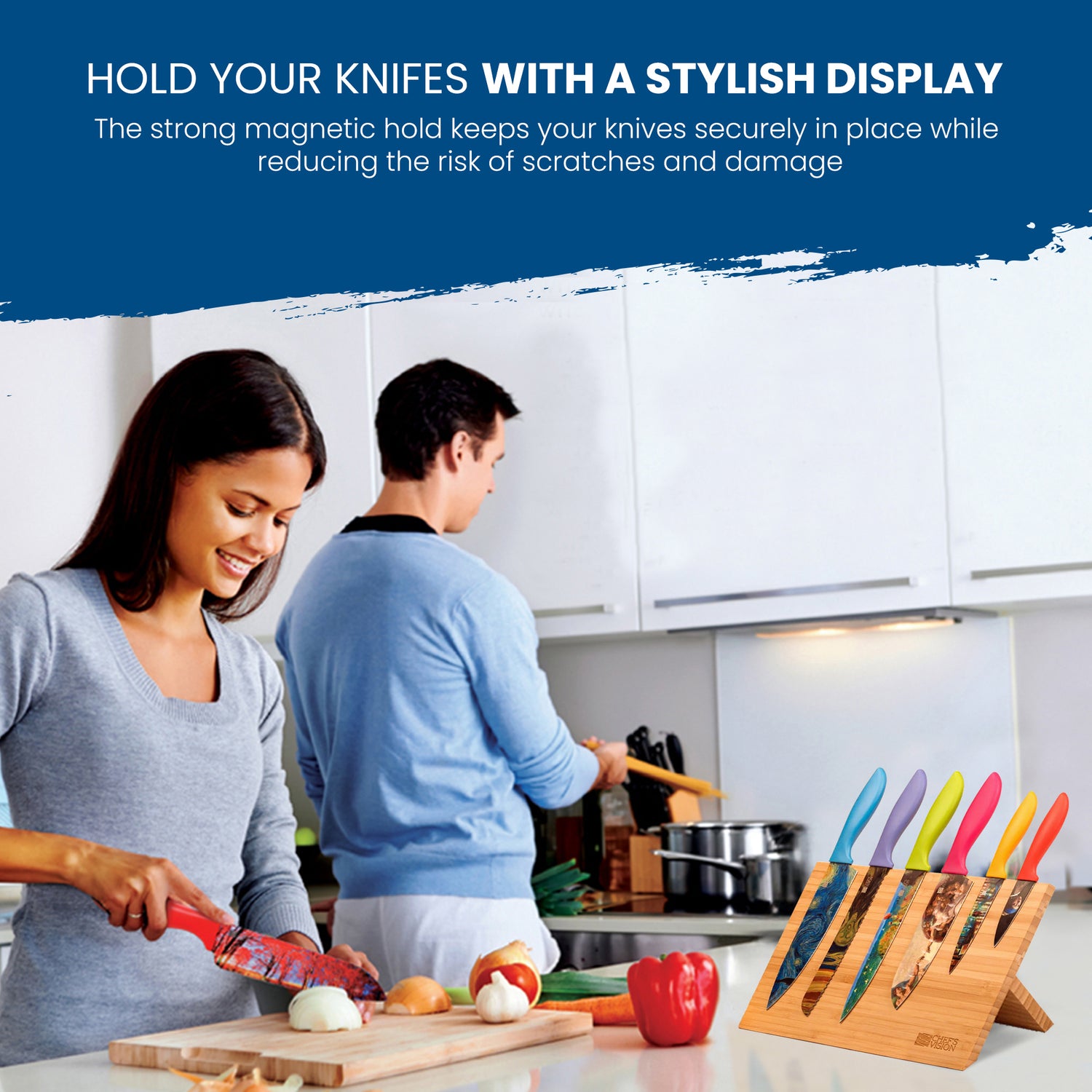 BEHOLD Magnetic Kitchen Knife Block Chef's Vision