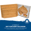The Chef's Vision Slice Bright Bamboo Cutting Boards - Set of 3, naturally anti-microbial and eco-friendly, come beautifully packaged as a versatile gift.