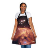 A woman wearing a Chef's Vision Cosmos Apron in the kitchen.