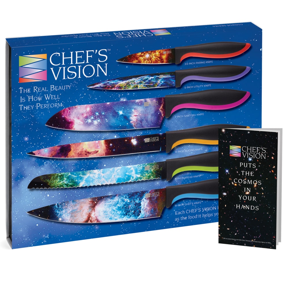  CHEF'S VISION Cosmos Knife Set Bundled With BEHOLD Free  Standing Magnetic Holder Black: Home & Kitchen