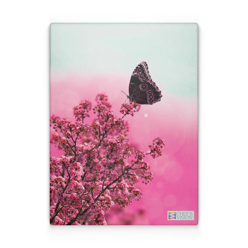 Chef's Vision SliceBright Wildlife Glass Cutting Board features stunning wildlife art of an elephant in a green forest pond with sunlight streaming through trees—perfect for adding beauty to your kitchen.
