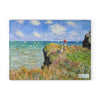 A SliceBright Glass Cutting Board of Claude Monet on a cliff overlooking the ocean, by Chef's Vision.