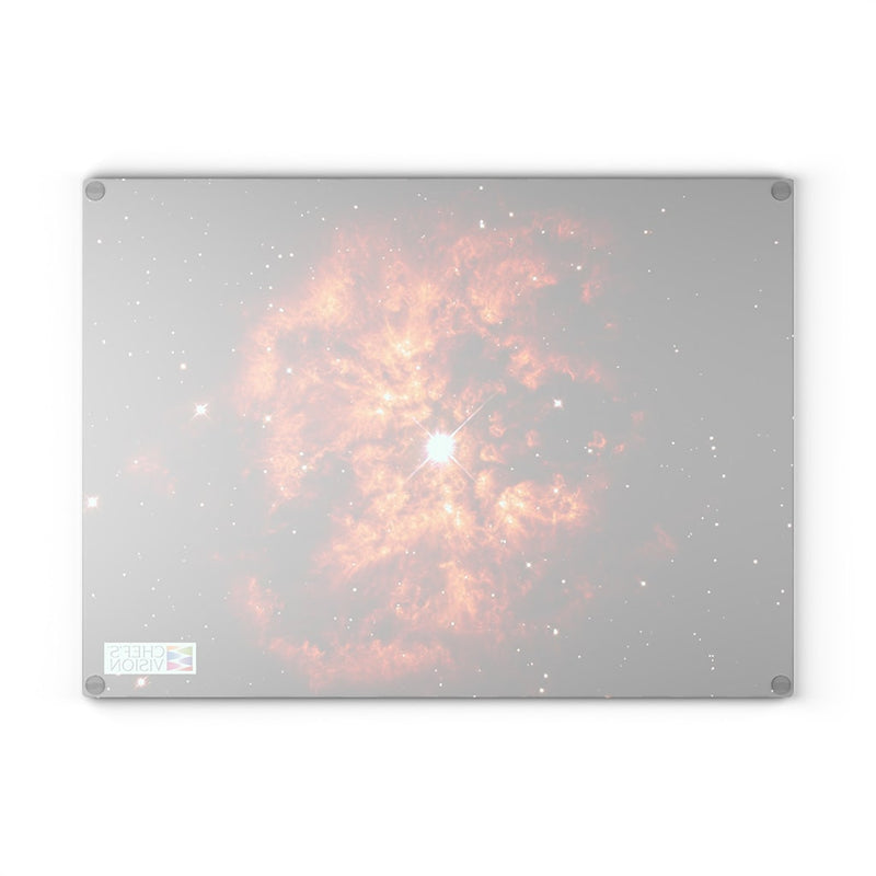 A mesmerizing orange nebula, perfect for cosmic-themed culinary adventures! Try the SliceBright Cosmos Glass Cutting Board from Chef's Vision!