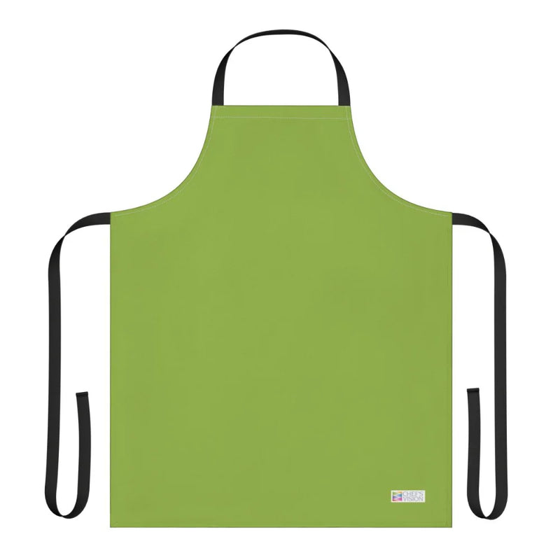 The Chef's Vision Color Apron is a plain green kitchen apron with black neck and waist straps, shown on a white background—an ideal gift for chefs.