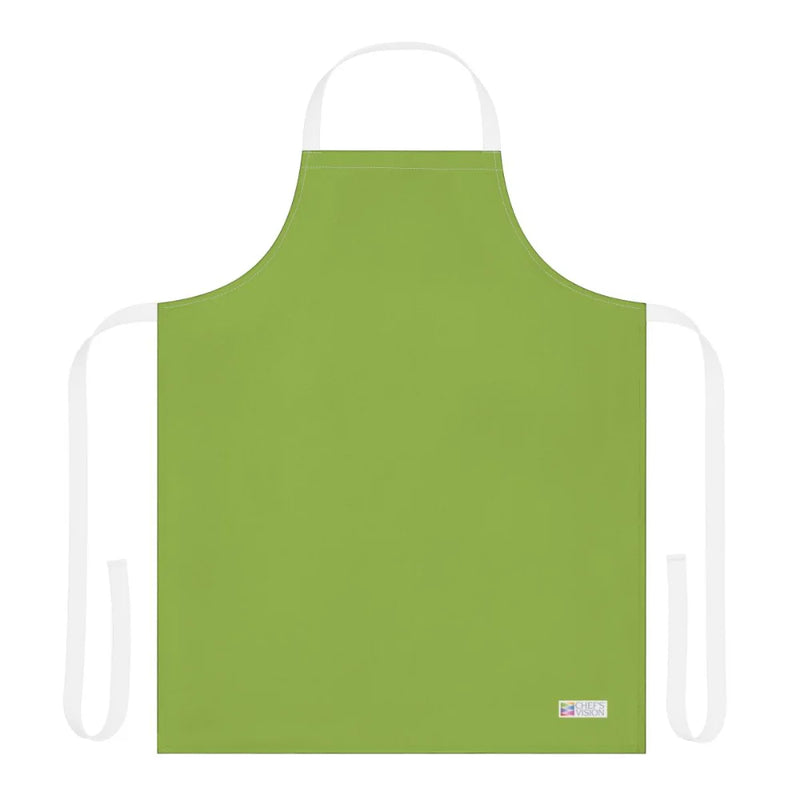 The Chef's Vision Color Apron features a plain green design with white neck and waist ties, shown flat on a white background—perfect as a thoughtful gift for chefs.
