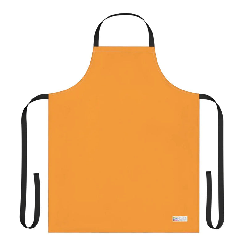 The Chef's Vision Color Apron is a plain orange kitchen apron with black neck and waist straps, shown flat on a white background—an ideal gift for chefs.