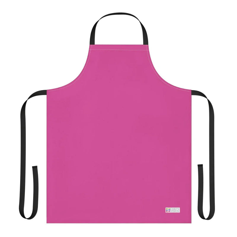 The Chef's Vision Color Apron is a plain pink kitchen apron with black neck and waist straps, shown on a white background—an ideal gift for chefs.