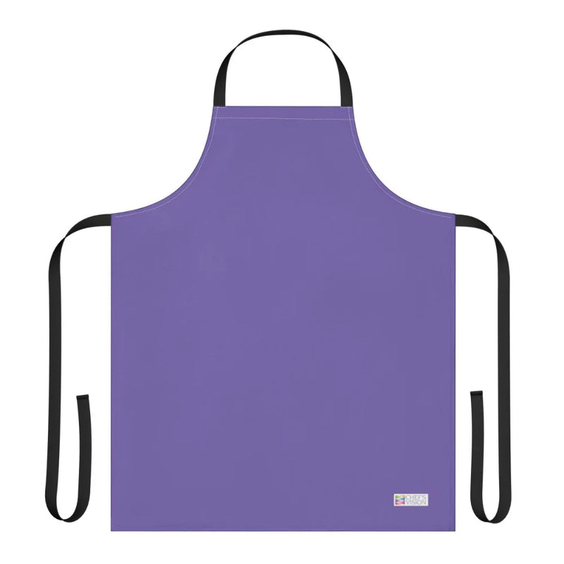 Chef's Vision Color Apron in plain purple with black neck and waist straps, shown flat on a white background—an ideal gift for chefs.