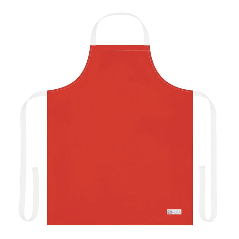 The Chef's Vision Color Apron is a plain red kitchen apron with white neck and waist straps, shown flat on a white background—an ideal gift for chefs.