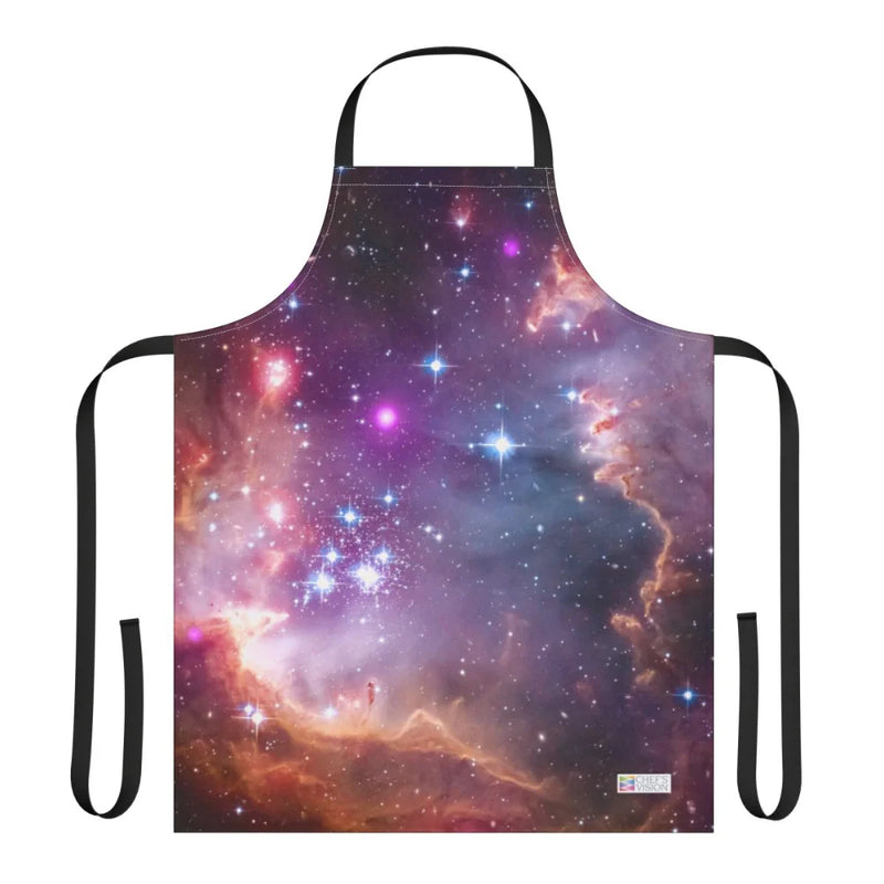 Elevate your kitchen style with the Cosmos Apron by Chef's Vision. Made from durable polyester canvas, this apron showcases stunning space-inspired art—ideal for lovers of celestial designs and cosmic cooking flair.