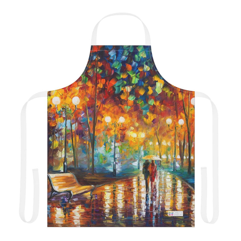 The Chef's Vision Masterpiece Apron showcases "Girl with a Pearl Earring" by Vermeer—a stylish, durable kitchen apron ideal for art-loving chefs.