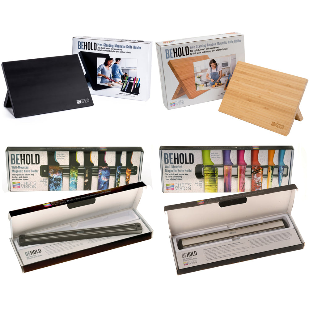 A variety of Chef's Vision products in a box, including pens, pencils, and notebooks.