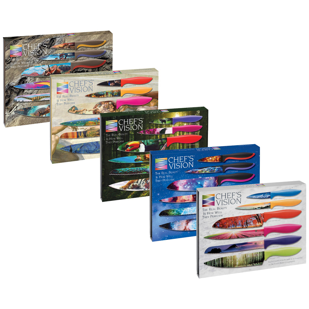 CHEF'S VISION Landscape Knife Set Bundle With BEHOLD Wall-Mounted Magnetic  Holder Silver