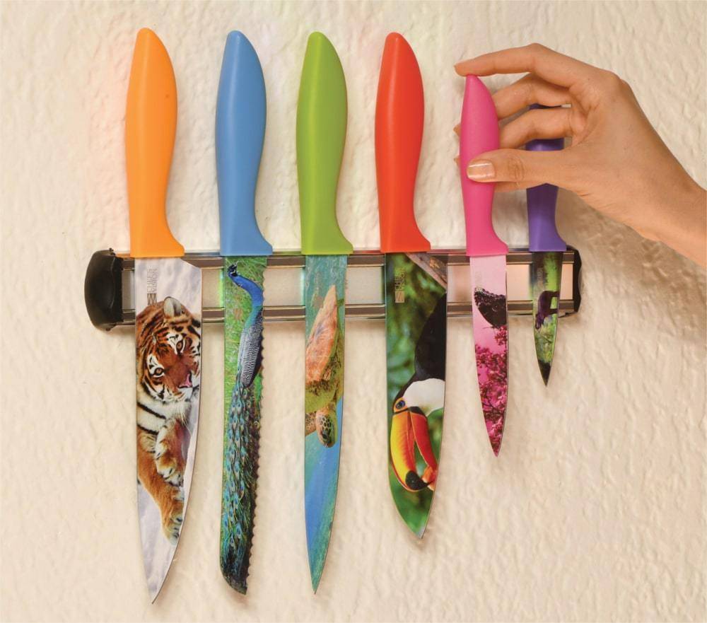 CHEF'S VISION Cosmos Knife Set Bundle With BEHOLD Wall-Mounted Magnetic  Holder Silver