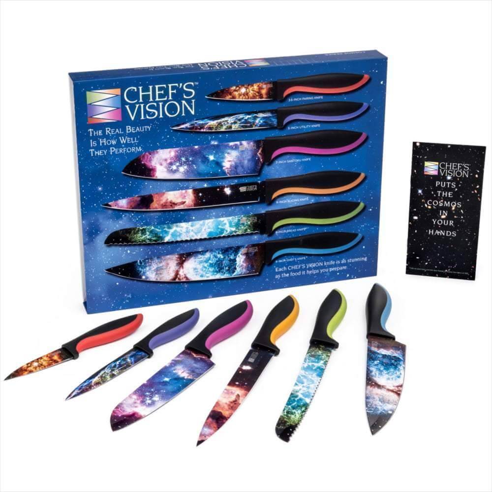 Chef's Vision Landscape 6 pc. Knife Kitchen Set Chef Colorful Art Knives