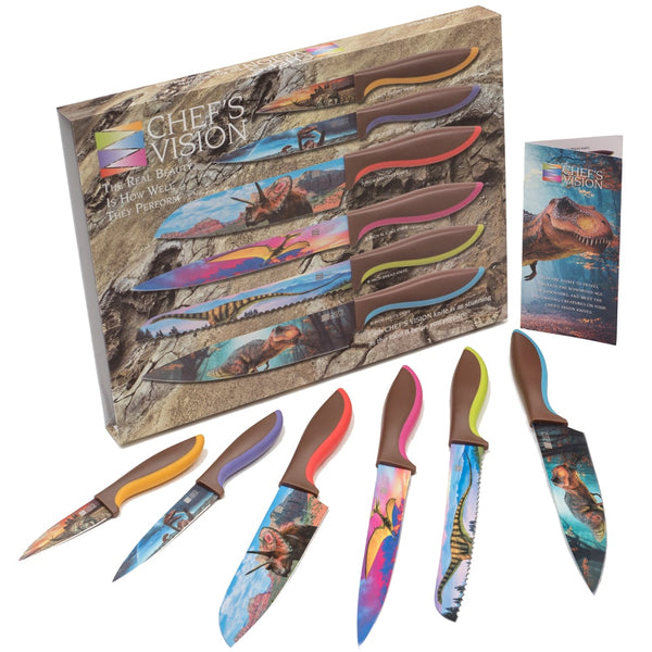CHEF'S VISION Wildlife Kitchen Knife Set in Gift Box - Cool Gifts for  Animal Lovers - 6-Piece Colorful Chefs Knives Set - Unique Gift Idea for  Home