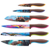 A Chef's Vision Knife Set with different designs on them.