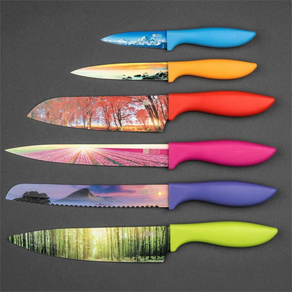 Missy's Product Reviews : Chef's Vision 6 Piece Color Landscape Kitchen Knives  Set