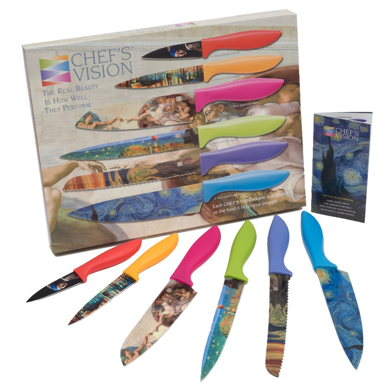 Chef's Vision Wildlife Series Kitchen Knife Set 6 Pieces Tiger Peacock  Toucan